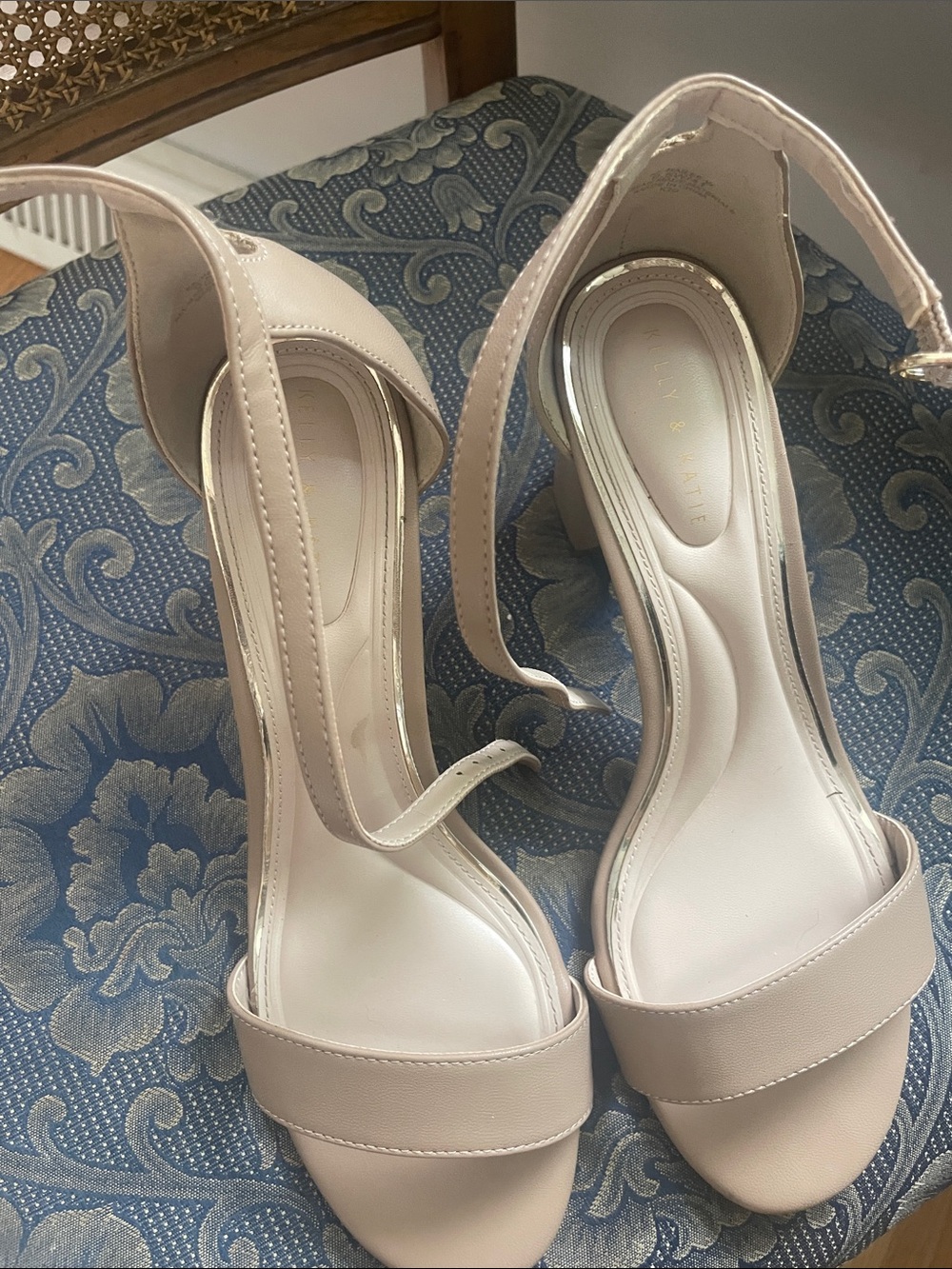Kelly & Katie Neutral Ankle-Strap Open-Toe Heels